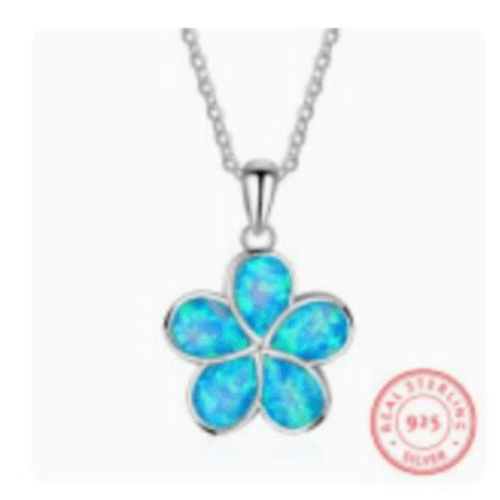 Daisy Blue Opal Sterling Silver Necklace
