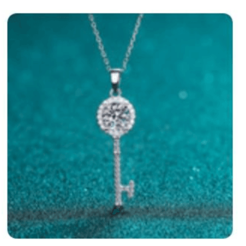 Key Rhinestone-Studded Sterling Silver Necklace