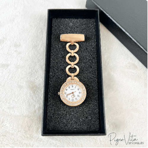 Nurse Fob Watch Rose Rhinestones