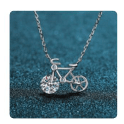 Moissanite Bicycle Sterling Silver Necklace