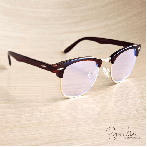 Marvel Plain Blue Blocker Glasses- Brown Rims