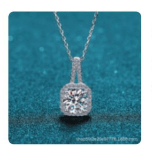 Centerpiece with Rhinestone Bezel Sterling Silver Necklace