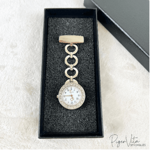Nurse Fob Watch Grey Rhinestones