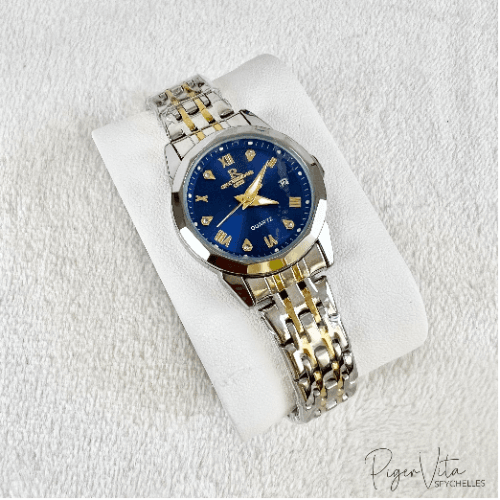 OnTheEdge Ladies Facets Silver-Gold Blue Roman