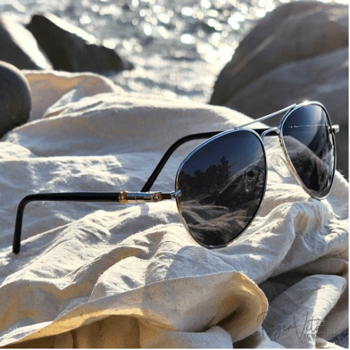 Jet Black Silver Mirrored Polarized & UV Protection Sunglasses