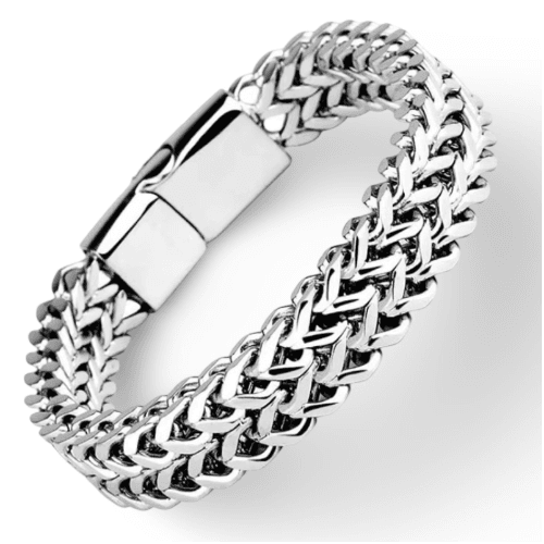 Double Braided Cuban Chain Bracelet Stainless Steel 21cm 4*8