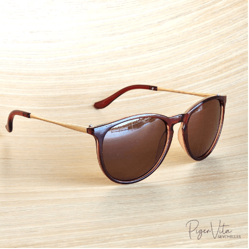 Keyhole Cat Eyes Sunglasses (Small) Brown UV