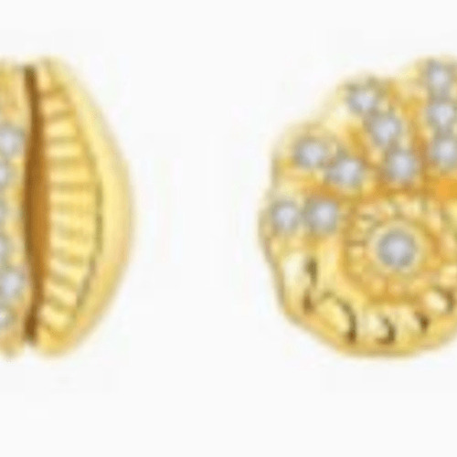 Nautilus and Conch Gold Plated Sterling Silver Earrings