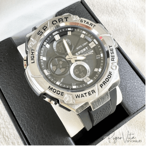 Sport Silicone Strap Silver Watch
